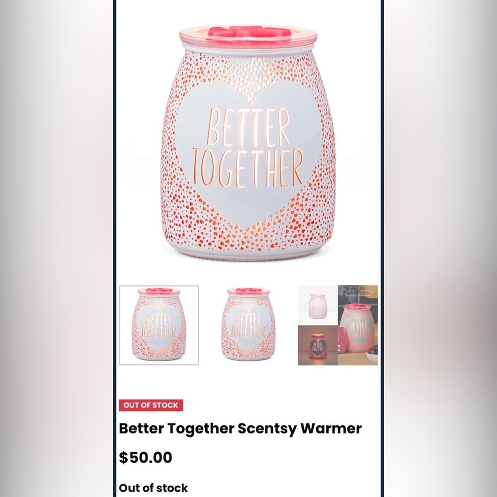 NWT Scentsy Home Fragrance Wax Melt Warmer Full Size “BETTER TOGETHER”